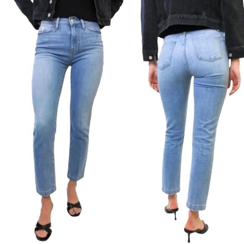 FRAME Le High Straight Jeans in Sunland